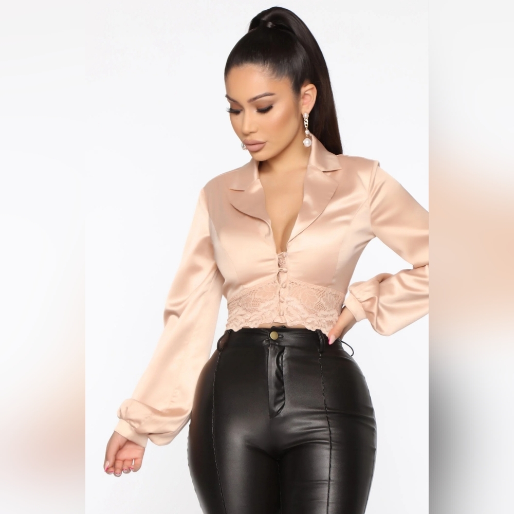 Fashion Nova A Touch Of Lace Top - Mauve, Sz: XL